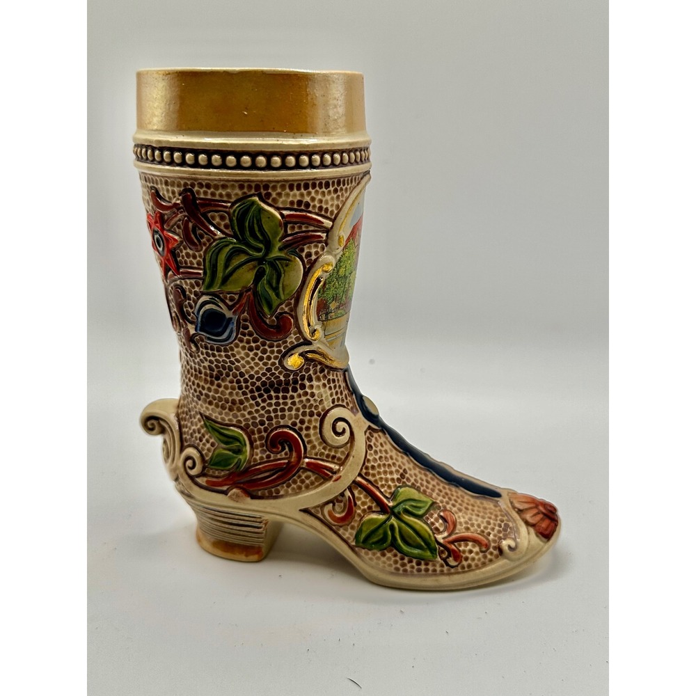 Vintage Gerz German Beer Boot Stein Stuttgart Altes Schloss Ceramic 6.5in